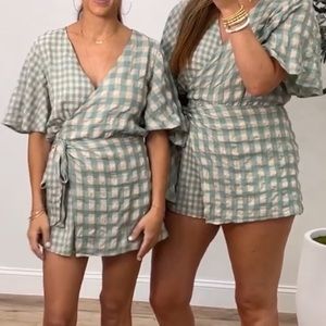 Shop Talulah NWT wrap gingham romper